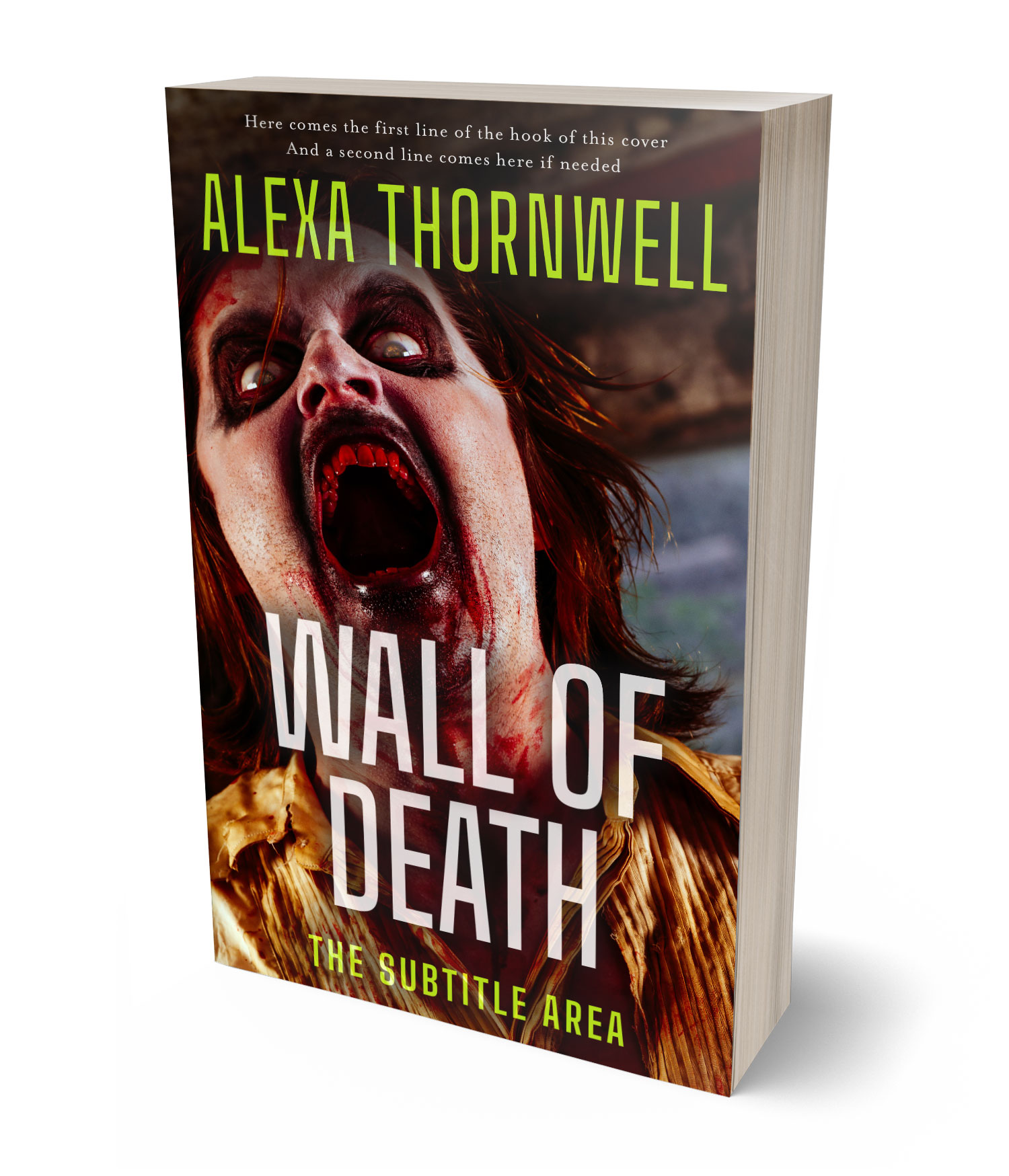 3D view of Custom & Premade Horror Book Cover - Tan #36064 | BookCoverZone*