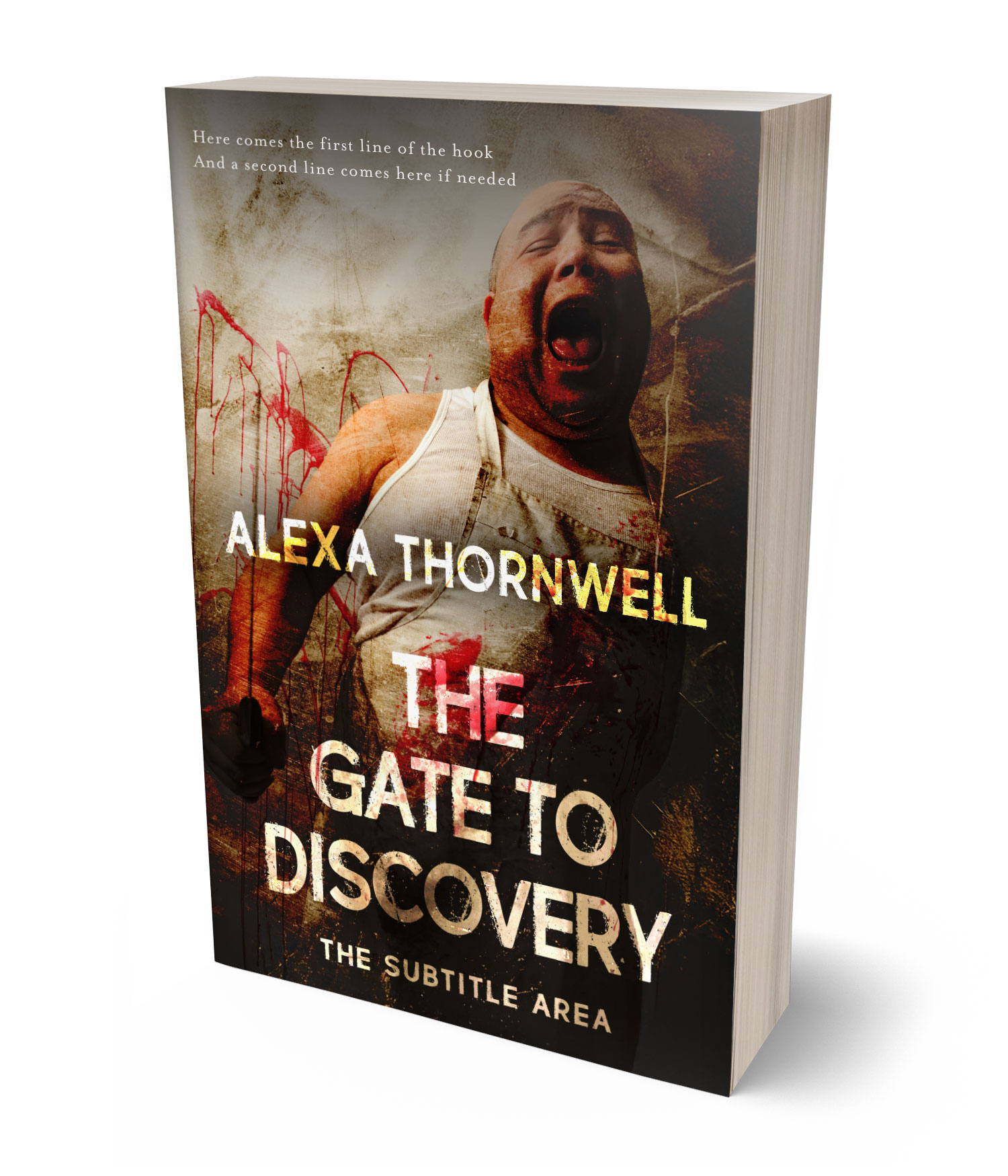 3D view of Premade Horror Book Cover - Tan #36067 | BookCoverZone*