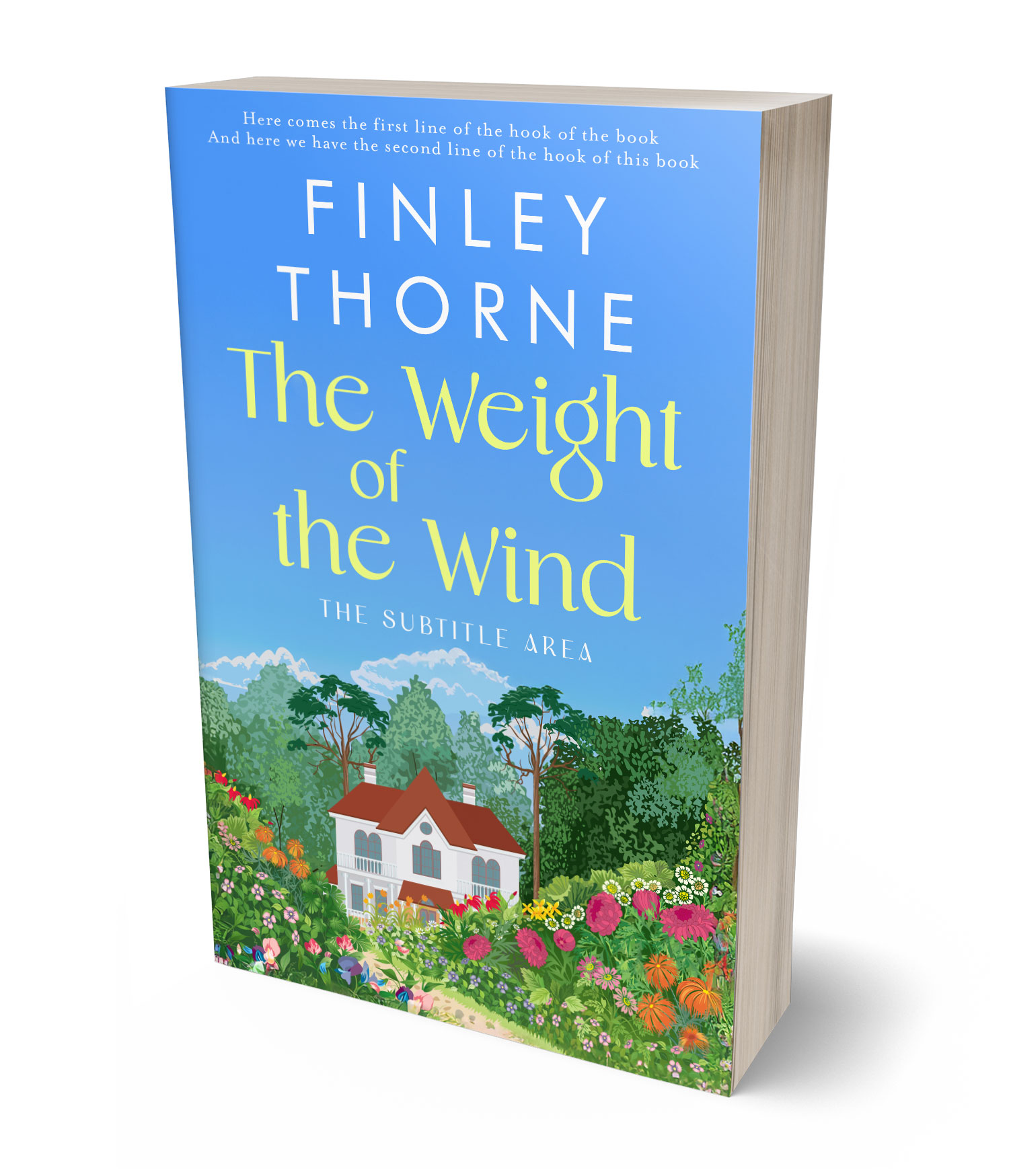 3D view of Premade Literary Fiction Book Cover - Cornflower Blue #36076 | BookCoverZone*