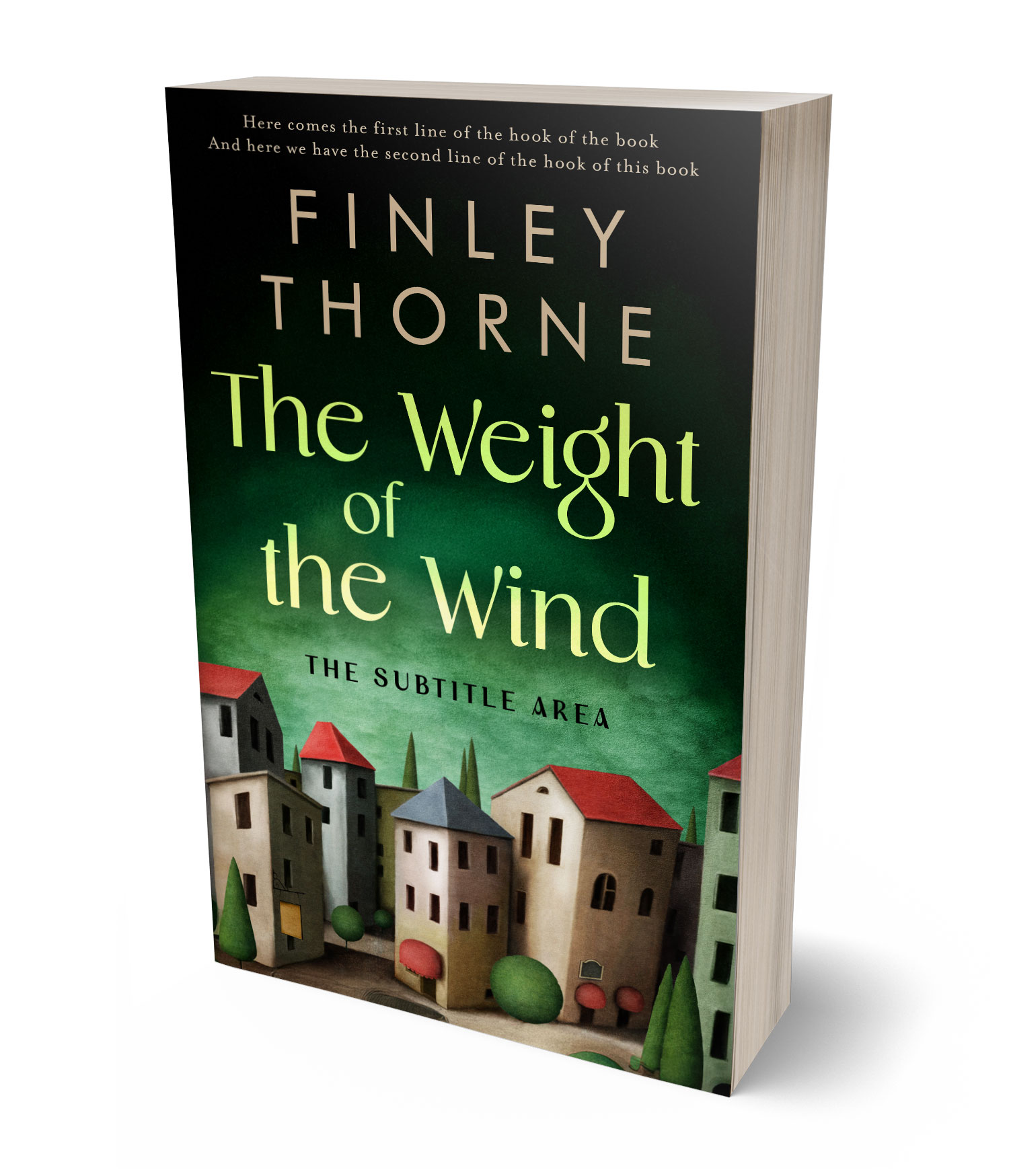 3D view of Premade Literary Fiction Book Cover - Indian Khaki #36078 | BookCoverZone*