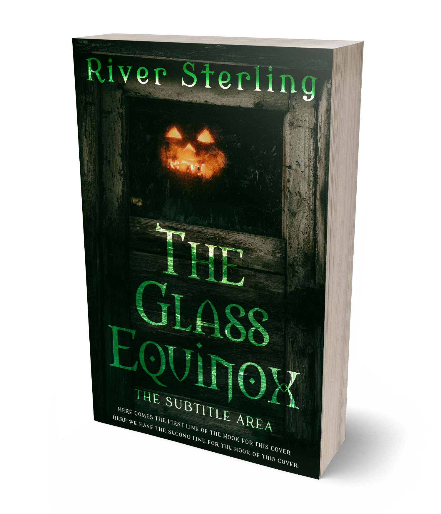 3D view of Premade Horror Book Cover - Racing Green #36132 | BookCoverZone*