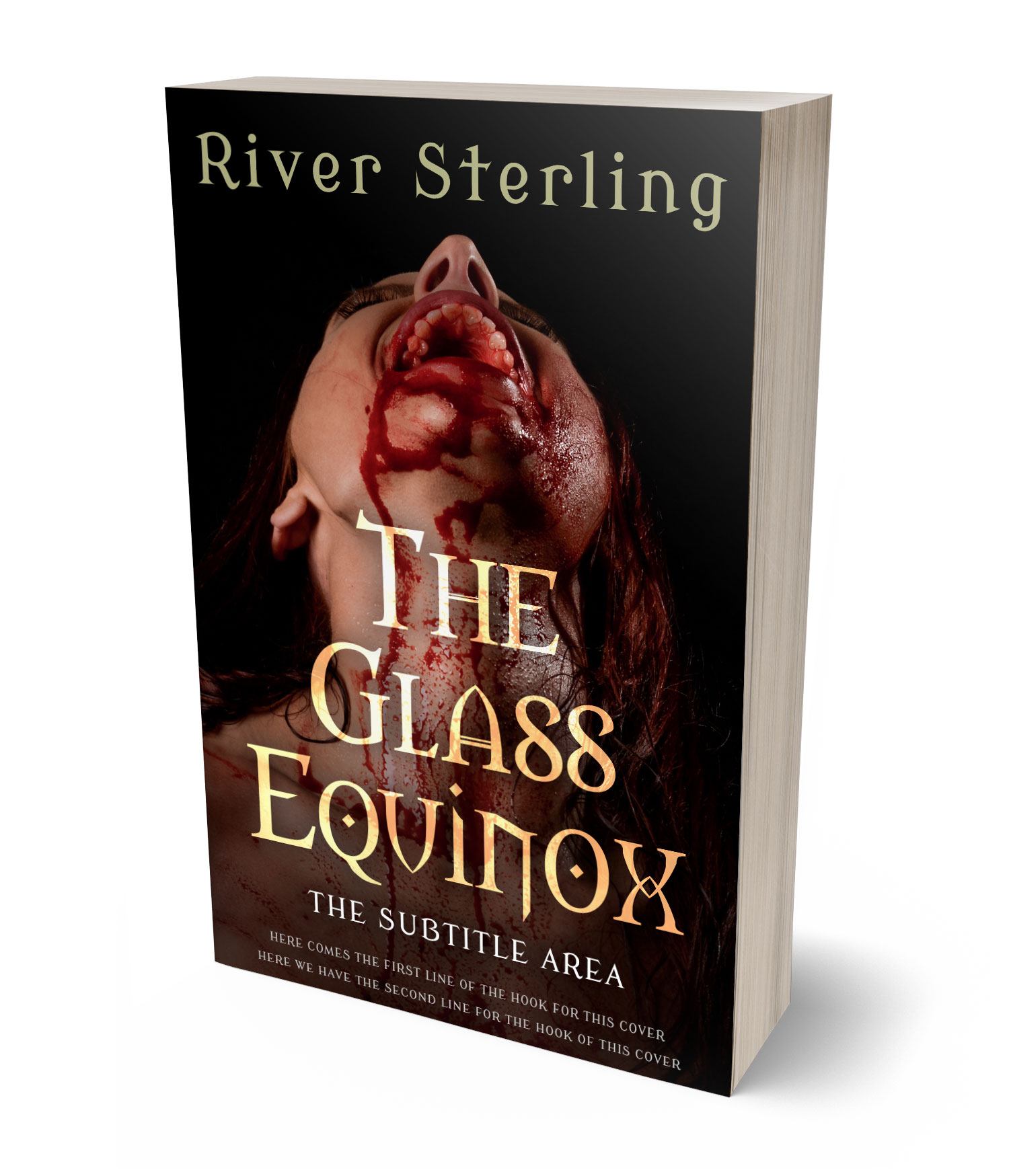 3D view of Premade Horror Book Cover - Antique Brass #36141 | BookCoverZone*