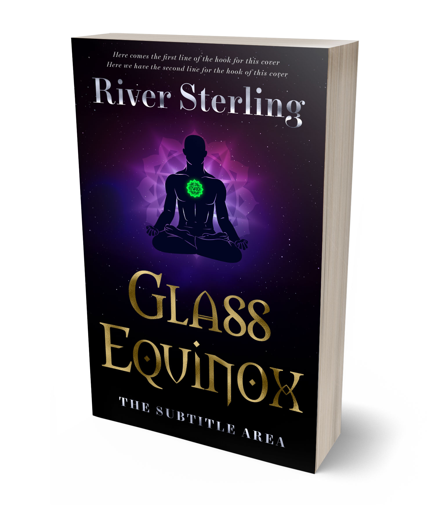 3D view of Premade Health & Mind & Body Book Cover - Black #36150 | BookCoverZone*