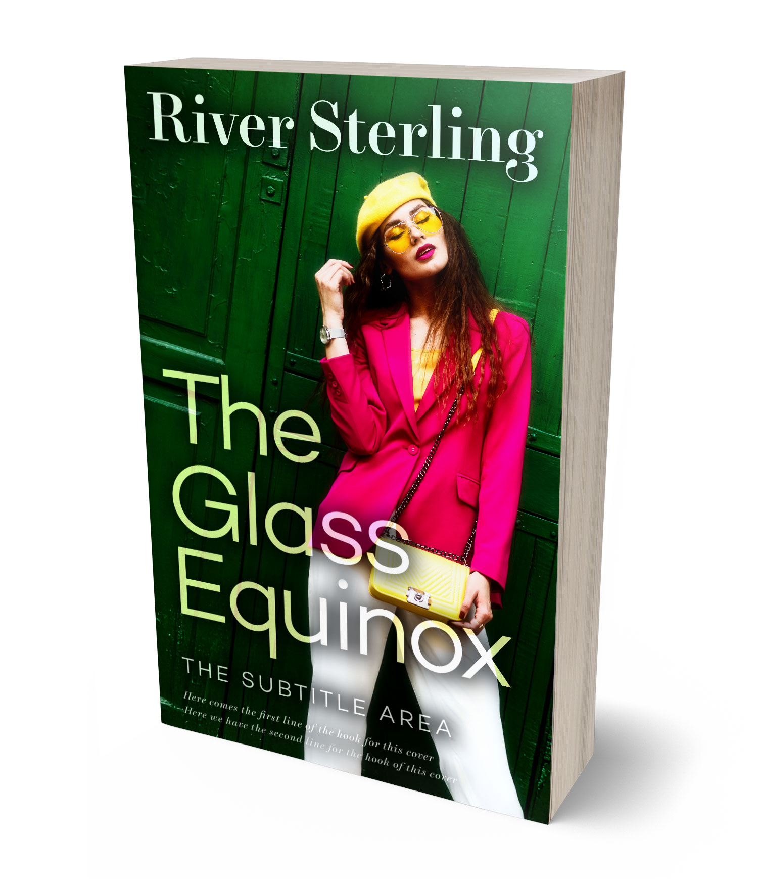 3D view of Premade Chick Lit Book Cover - Palm Green #36157 | BookCoverZone*