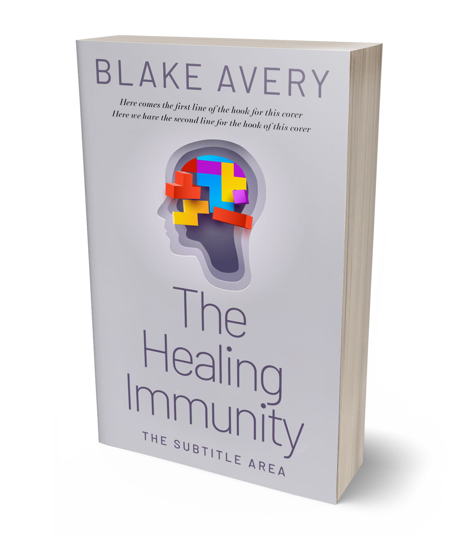 3D view of Premade Health & Mind & Body Book Cover - French Gray #36181 | BookCoverZone*