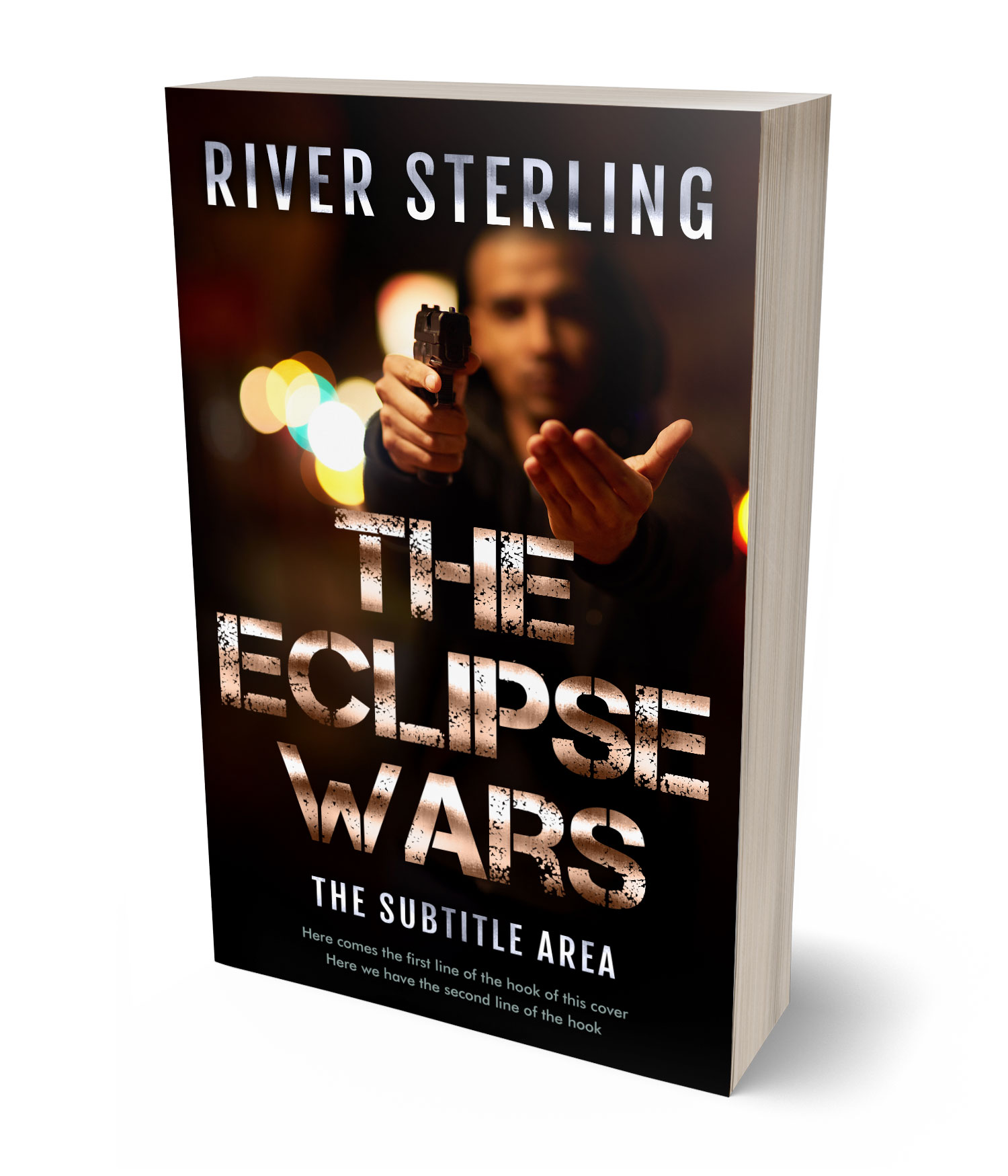 3D view of Premade Mystery & Thriller & Suspense Book Cover - Tan #36239 | BookCoverZone*