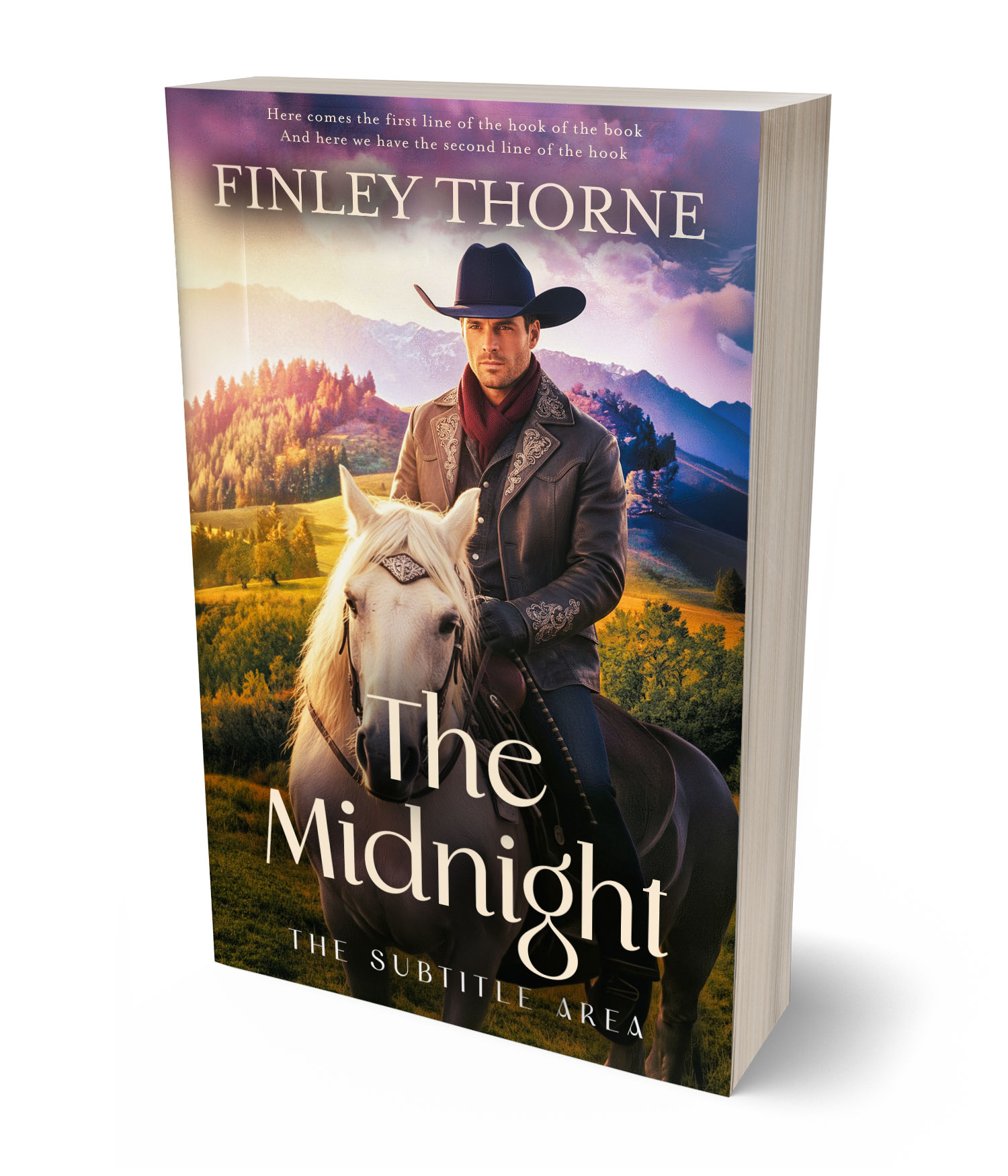 3D view of Premade Western Book Cover - Cashmere