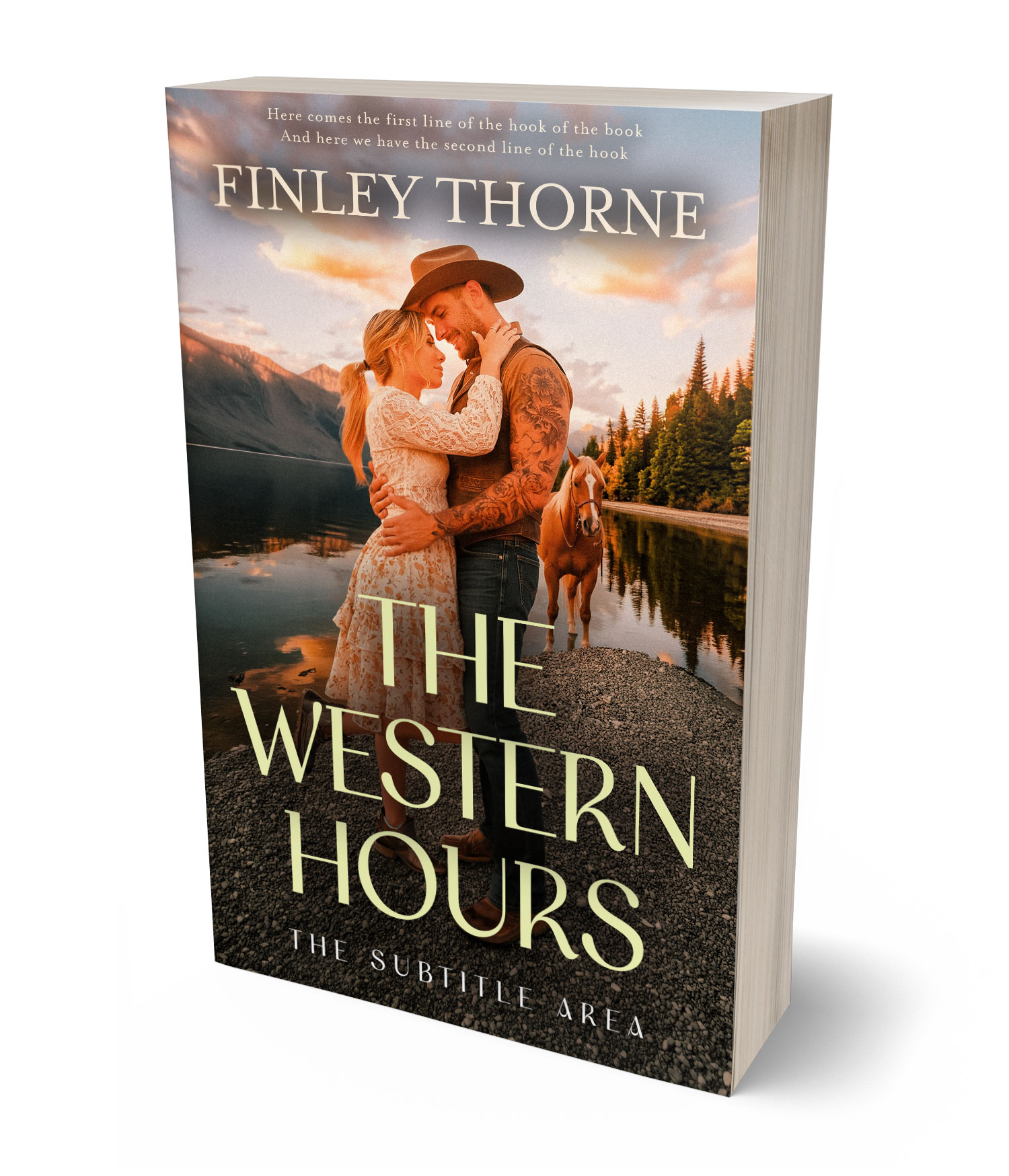 3D view of Premade Western Book Cover - Calico