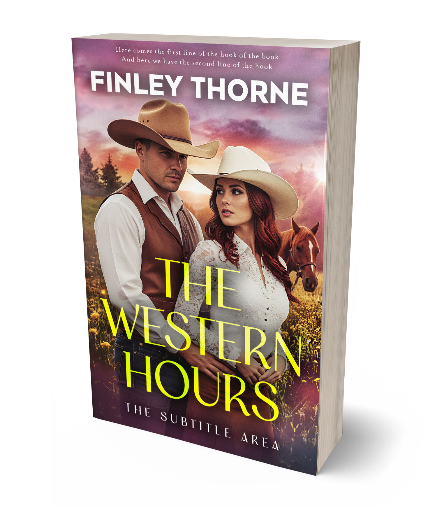 3D view of Premade Western Book Cover - Russett