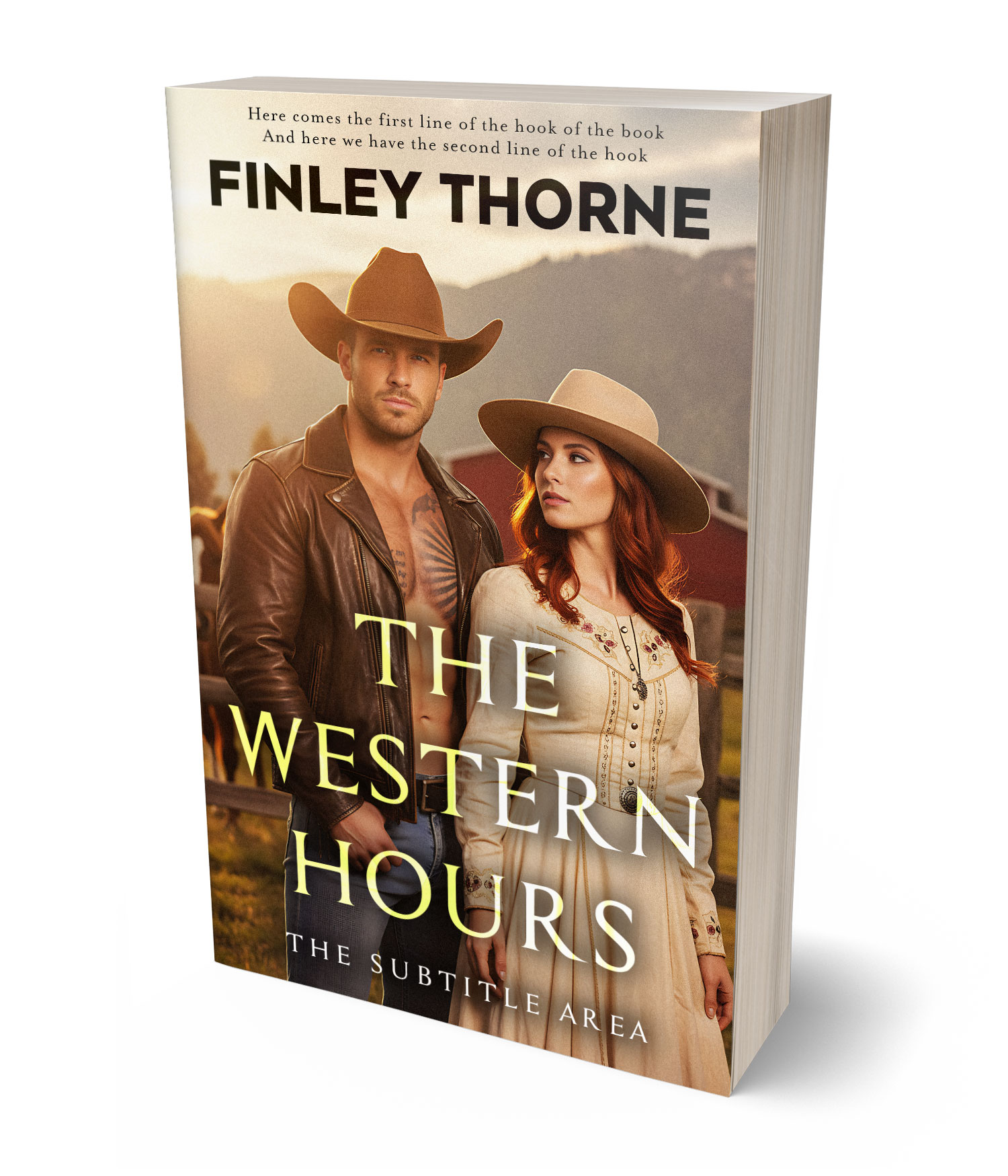 3D view of Premade Western Book Cover - Barley Corn