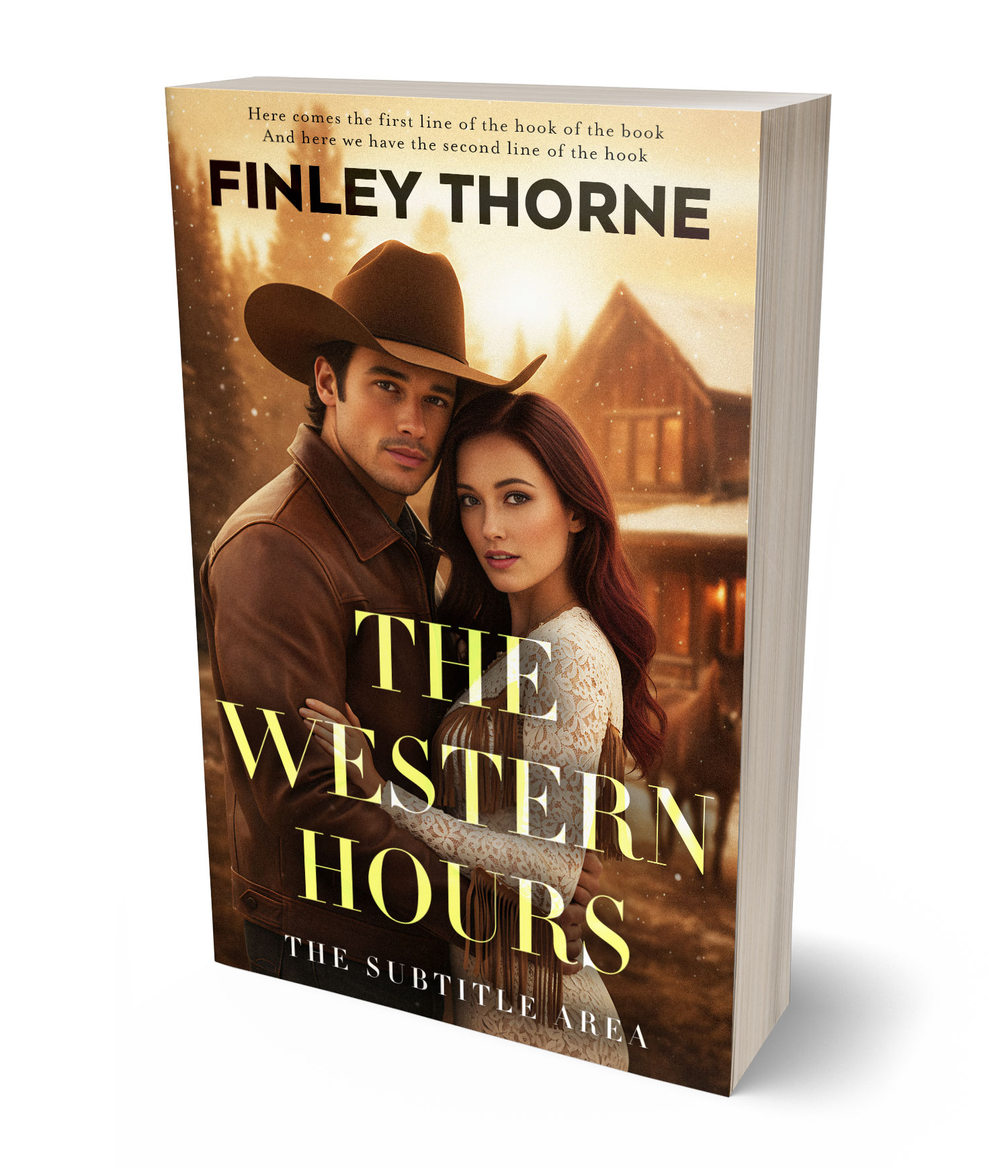 3D view of Premade Western Book Cover - Cedar