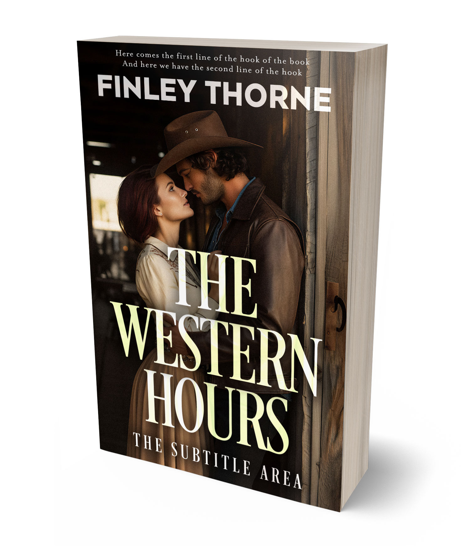 3D view of Premade Western Book Cover - Stark White