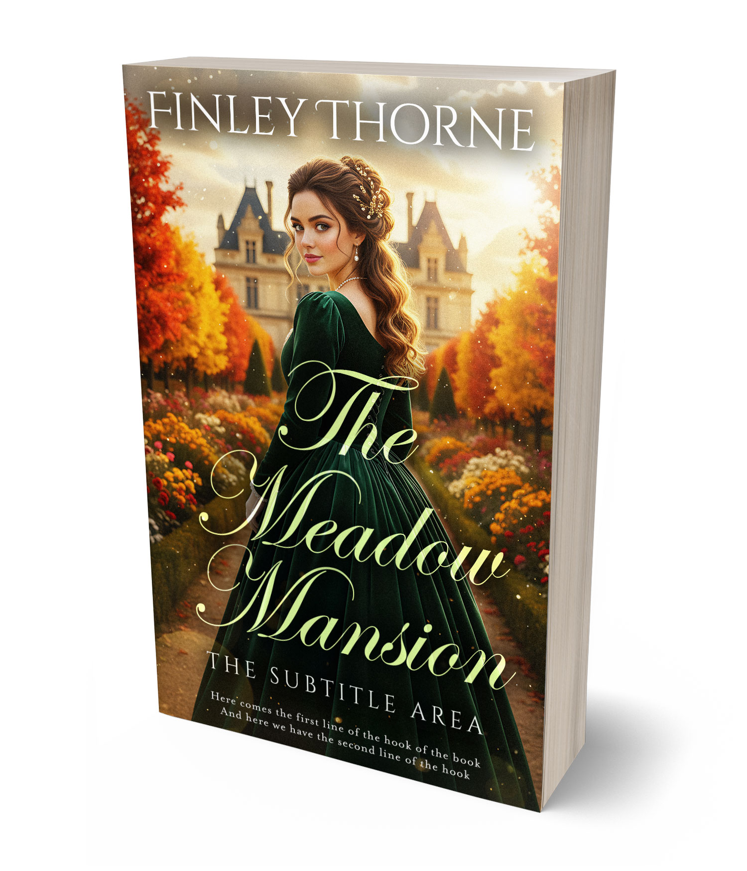 3D view of Premade Historical Book Cover - Harvest Gold