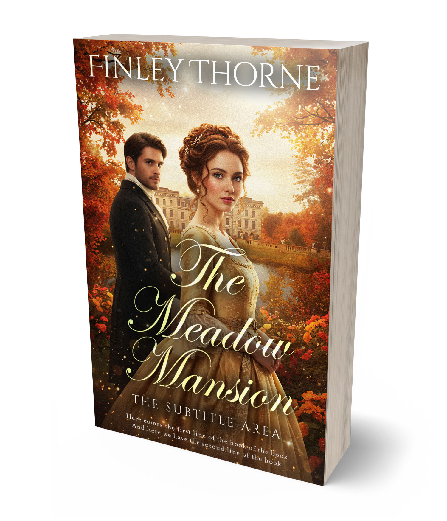3D view of Premade Historical Book Cover - Metallic Bronze
