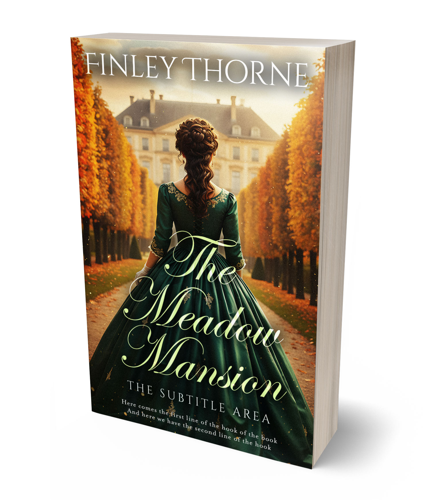 3D view of Premade Historical Book Cover - Harvest Gold