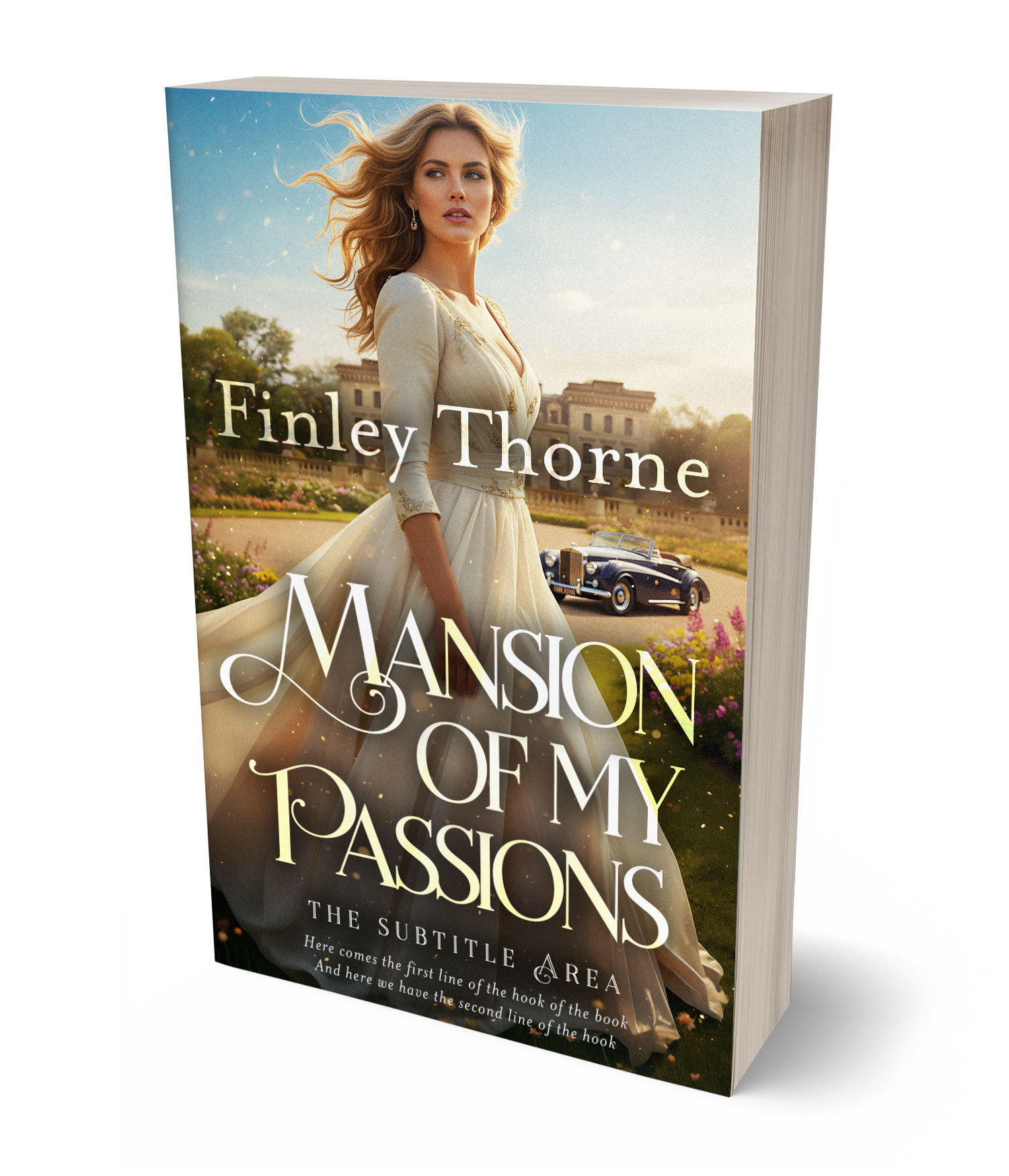 3D view of Premade Romance Book Cover - Bison Hide