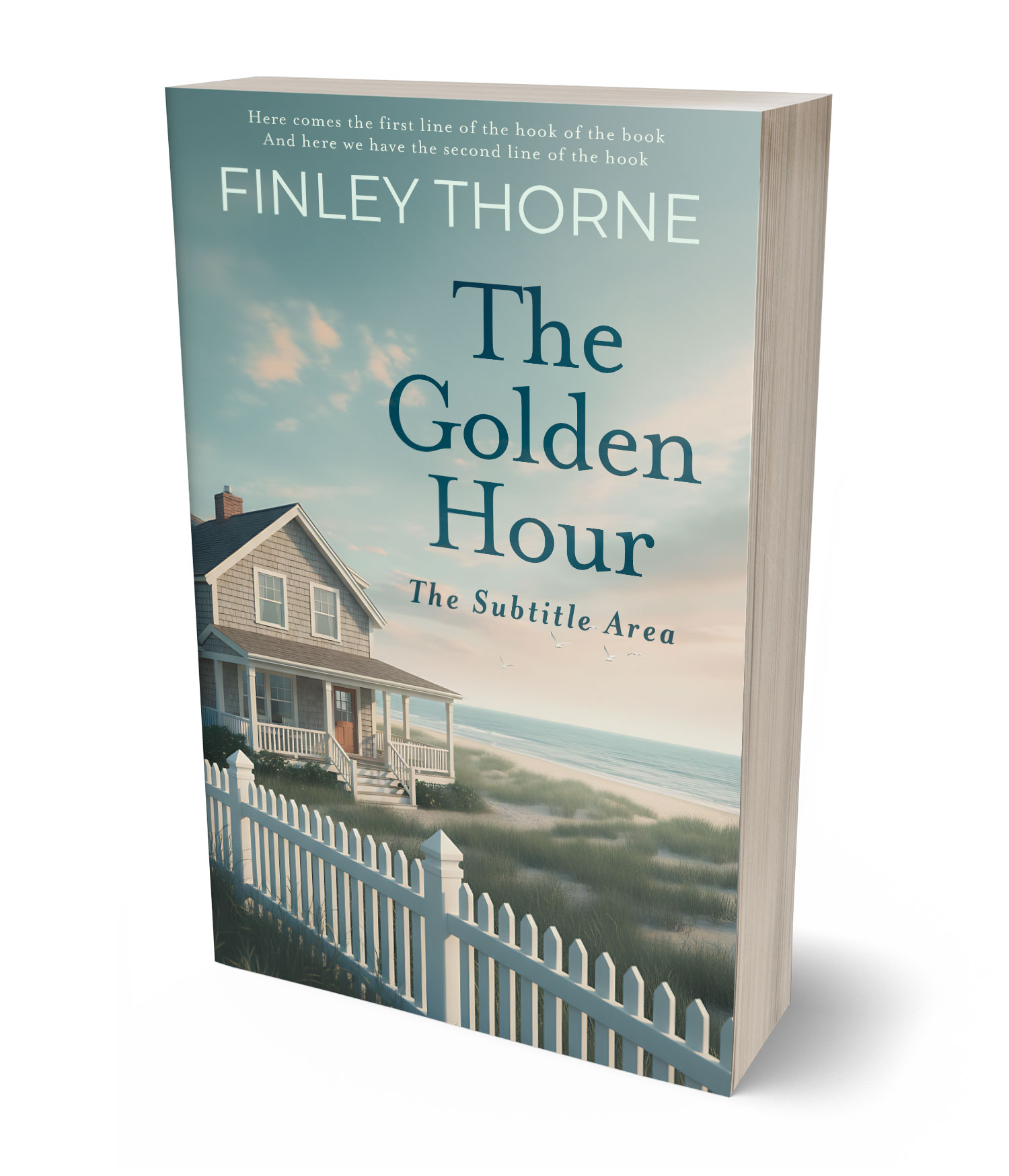 3D view of Premade Literary Fiction Book Cover - Pewter