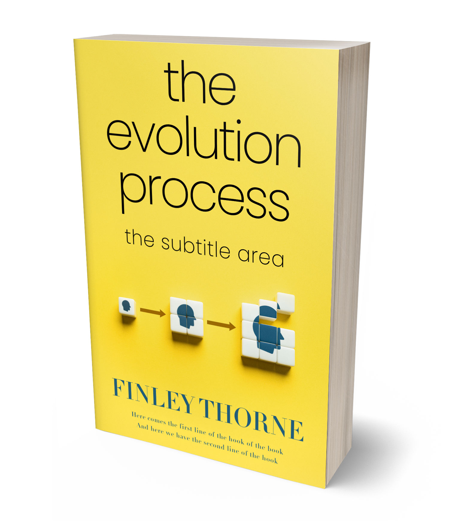 3D view of Premade Self-Improvement & Self-Help Book Cover - Energy Yellow
