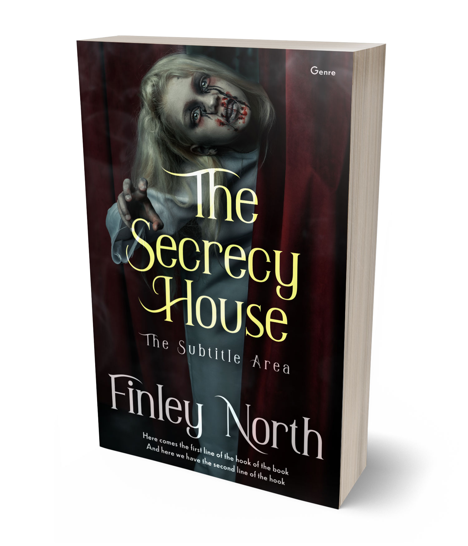 3D view of Premade Horror Book Cover - Cocoa Brown #36438 | BookCoverZone