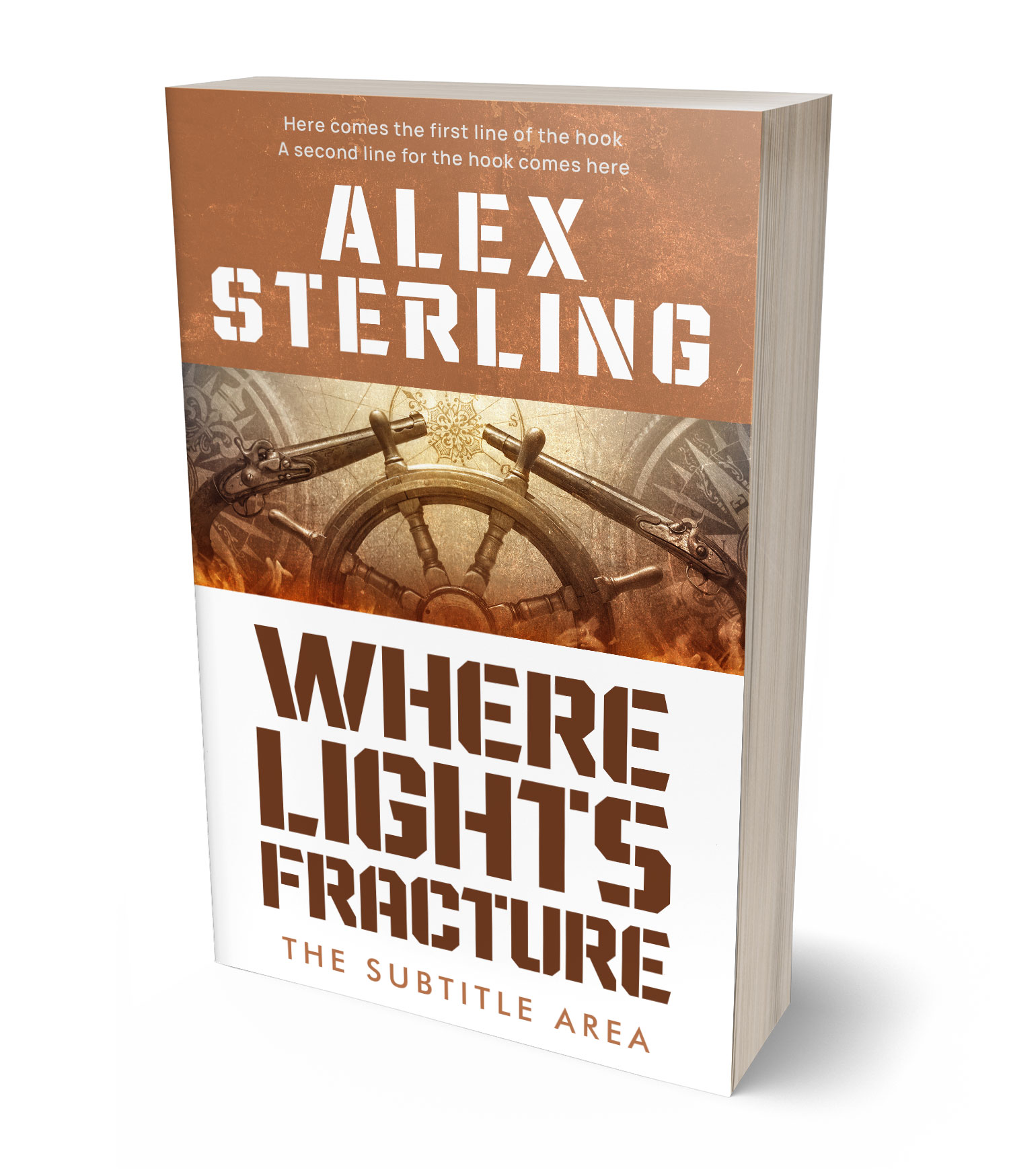 3D view of Premade Historical Book Cover - Sepia Skin