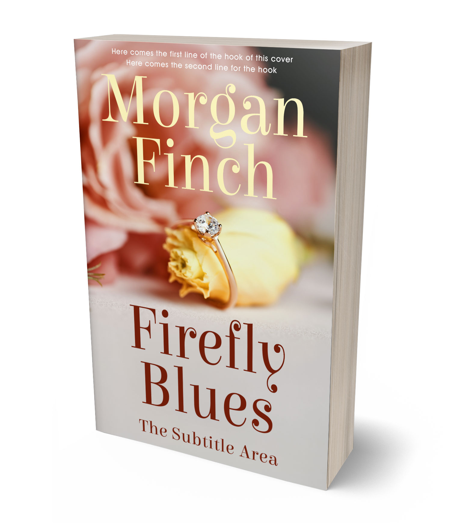 3D view of Premade Romance Book Cover - Soft Amber #36687 | BookCoverZone