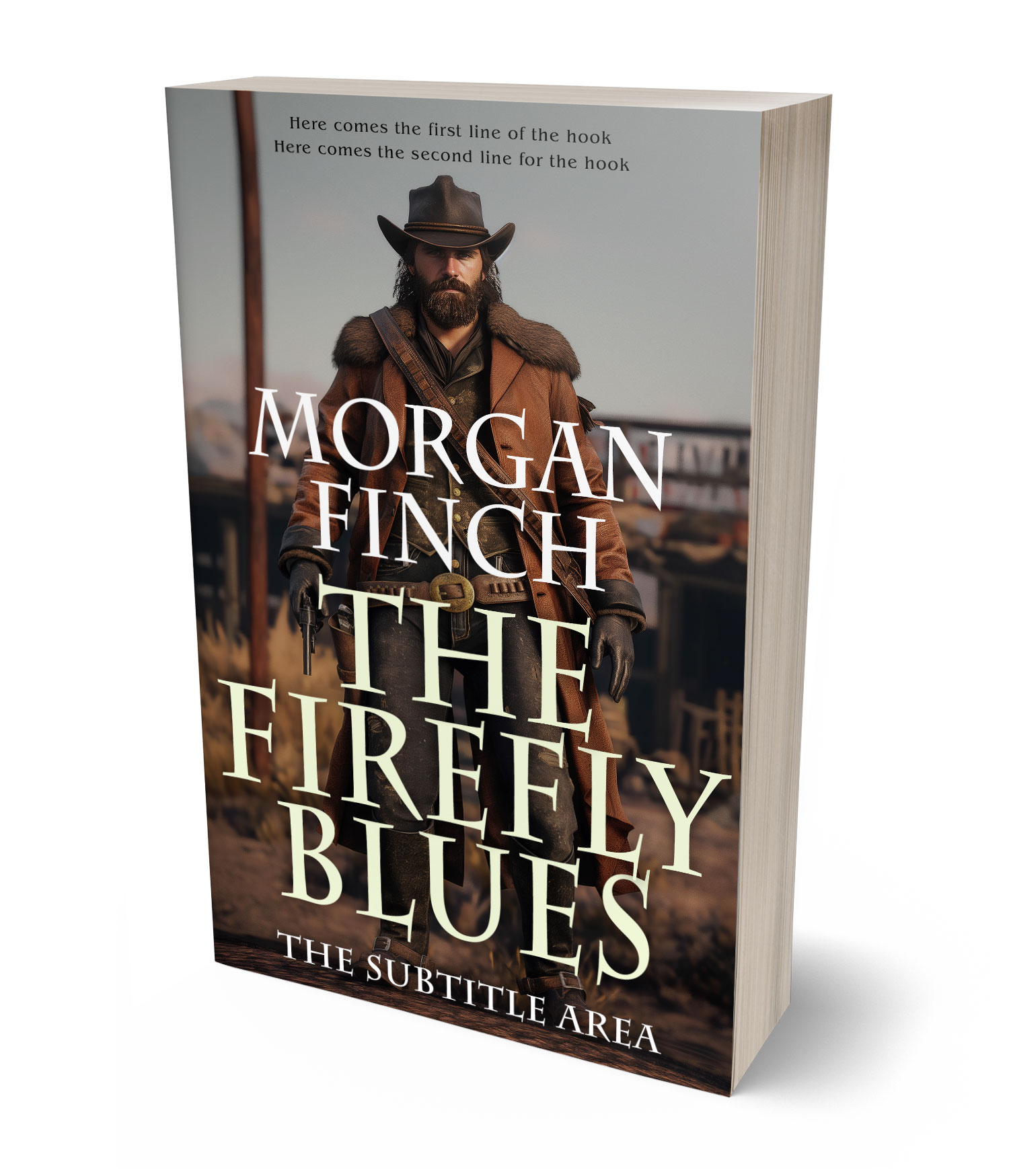 3D view of Premade Western Book Cover - English Walnut #36696 | BookCoverZone