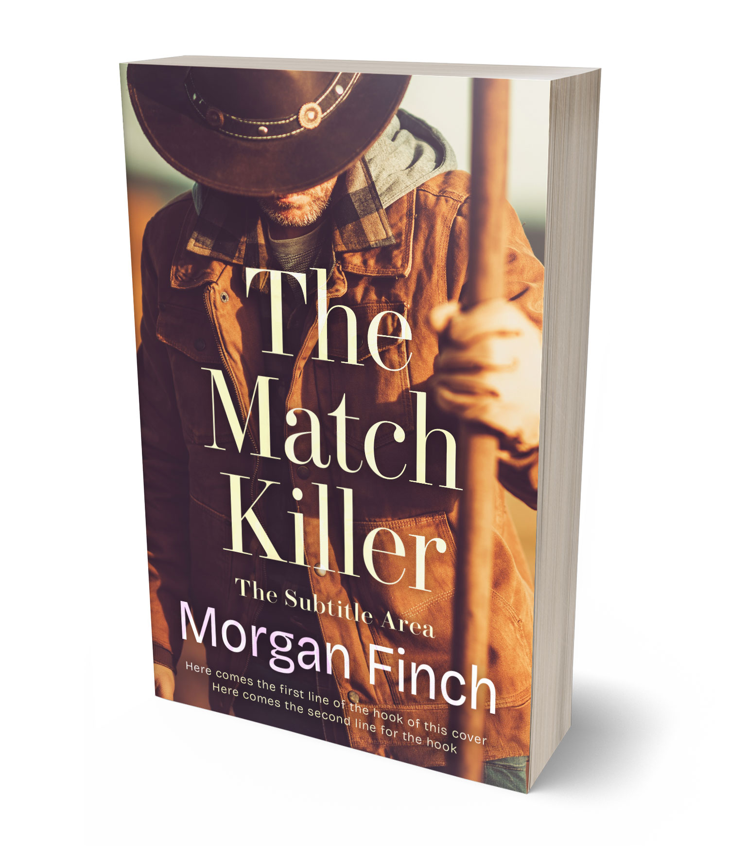 3D view of Premade Western Book Cover - Woody Brown #36761 | BookCoverZone*