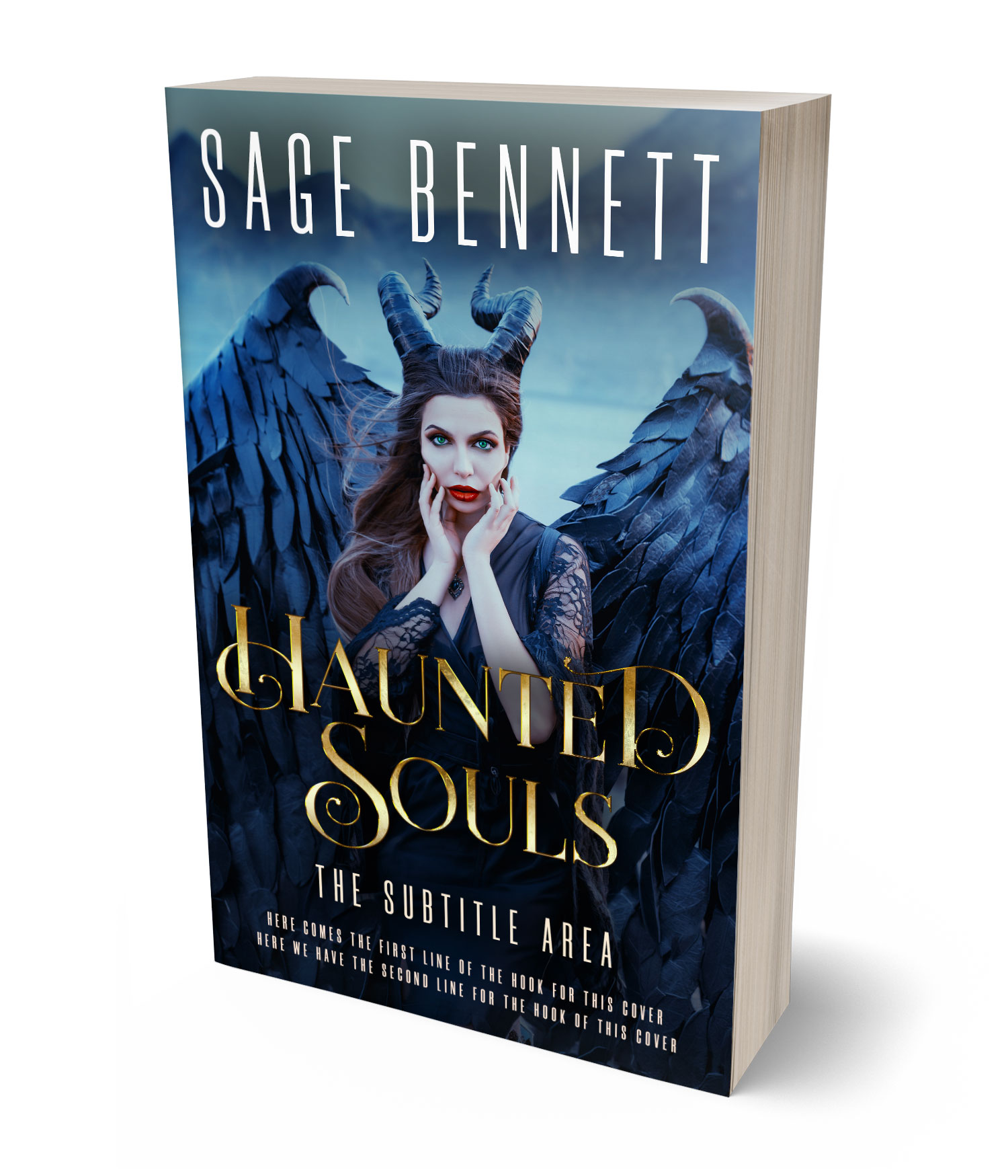 3D view of Premade Fantasy Book Cover - Ebony #36782 | BookCoverZone