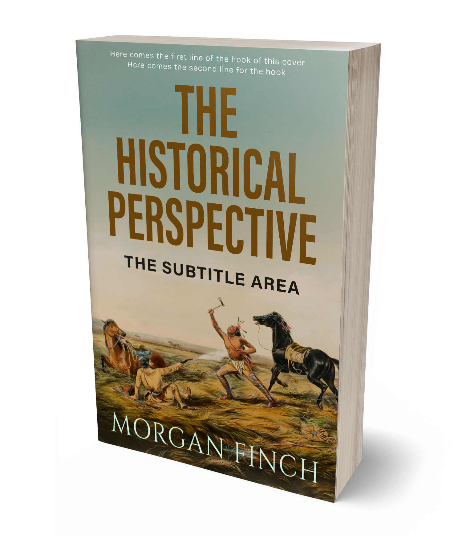 3D view of Premade Western Book Cover - Gray Olive #36796 | BookCoverZone*