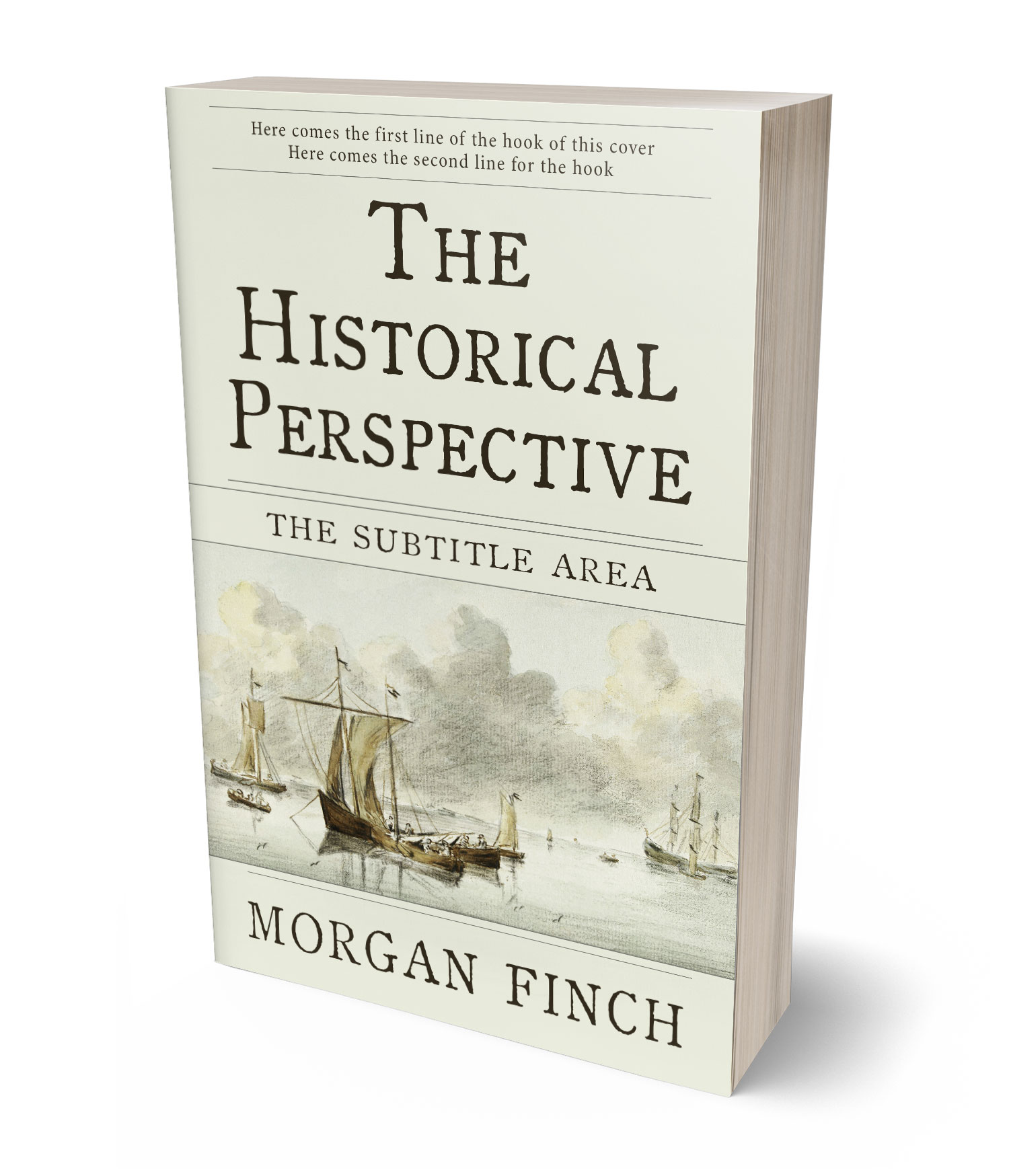 3D view of Premade History Book Cover - Satin Linen #36800 | BookCoverZone*