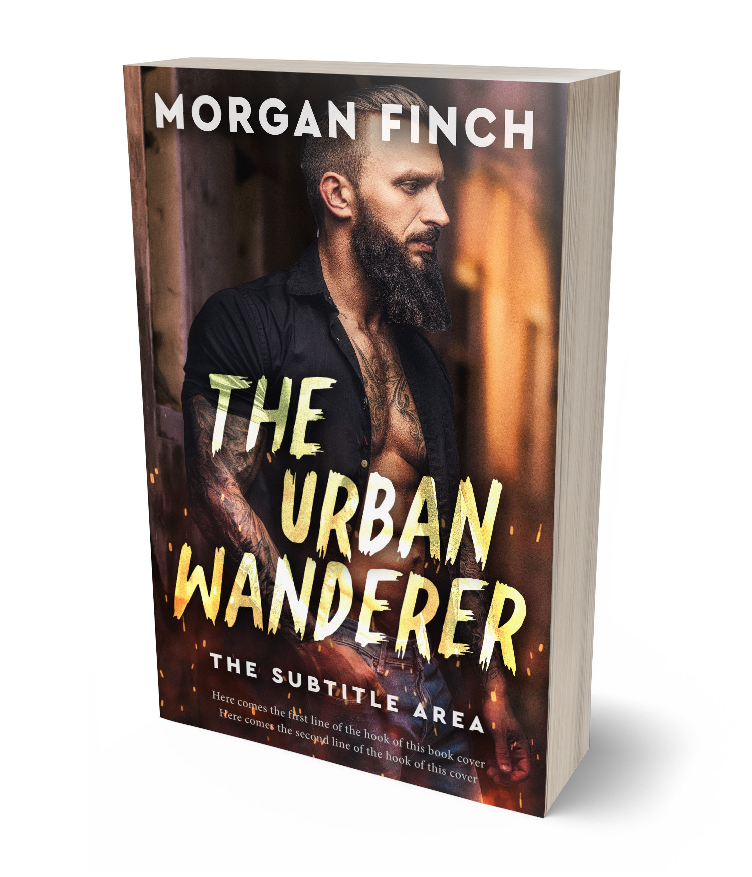 3D view of Premade Romance Book Cover - Gold Sand #36897 | BookCoverZone*