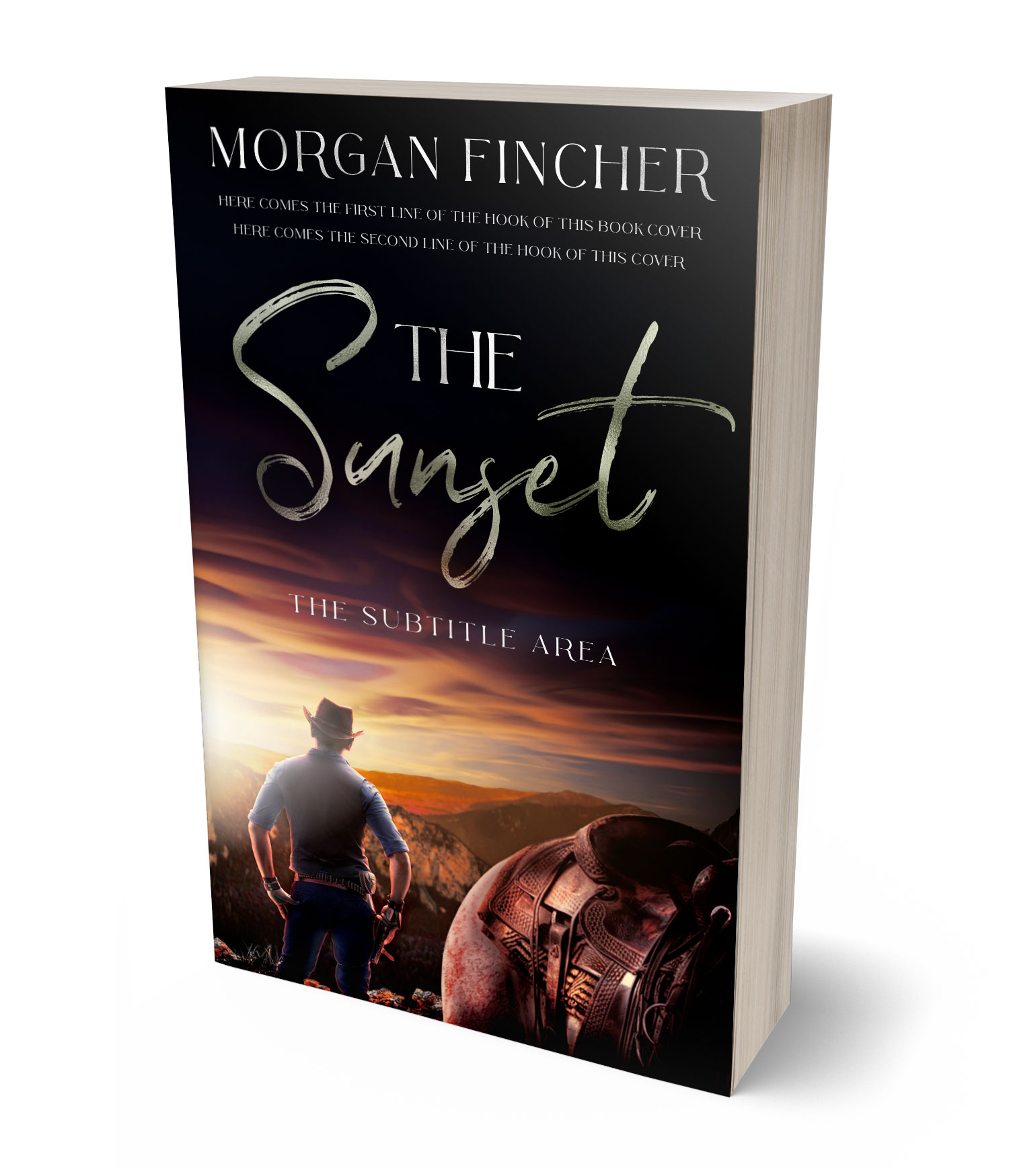 3D view of Premade Western Book Cover - Tan #36922 | BookCoverZone*