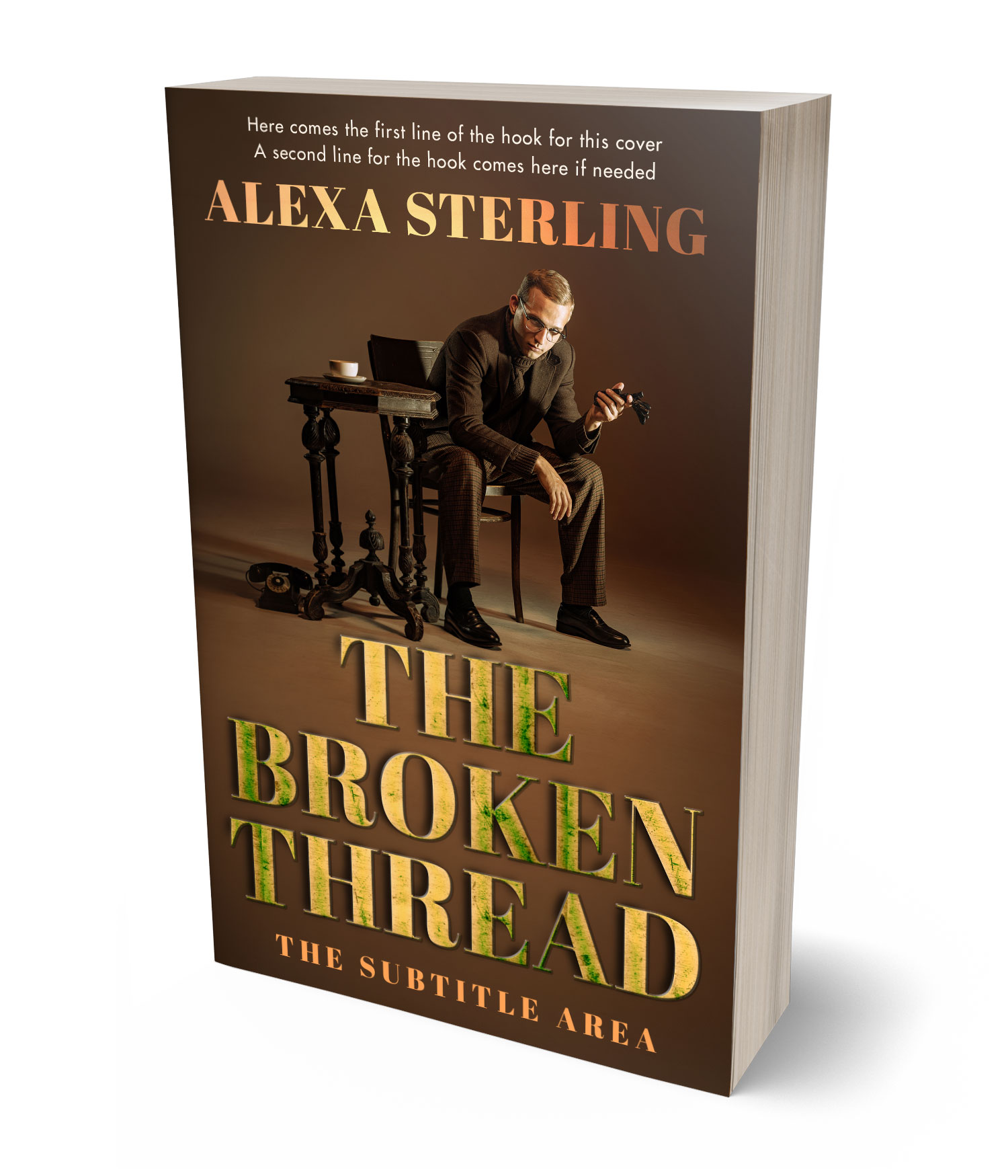 3D view of Premade Mystery & Thriller & Suspense Book Cover - Metallic Bronze #36957 | BookCoverZone