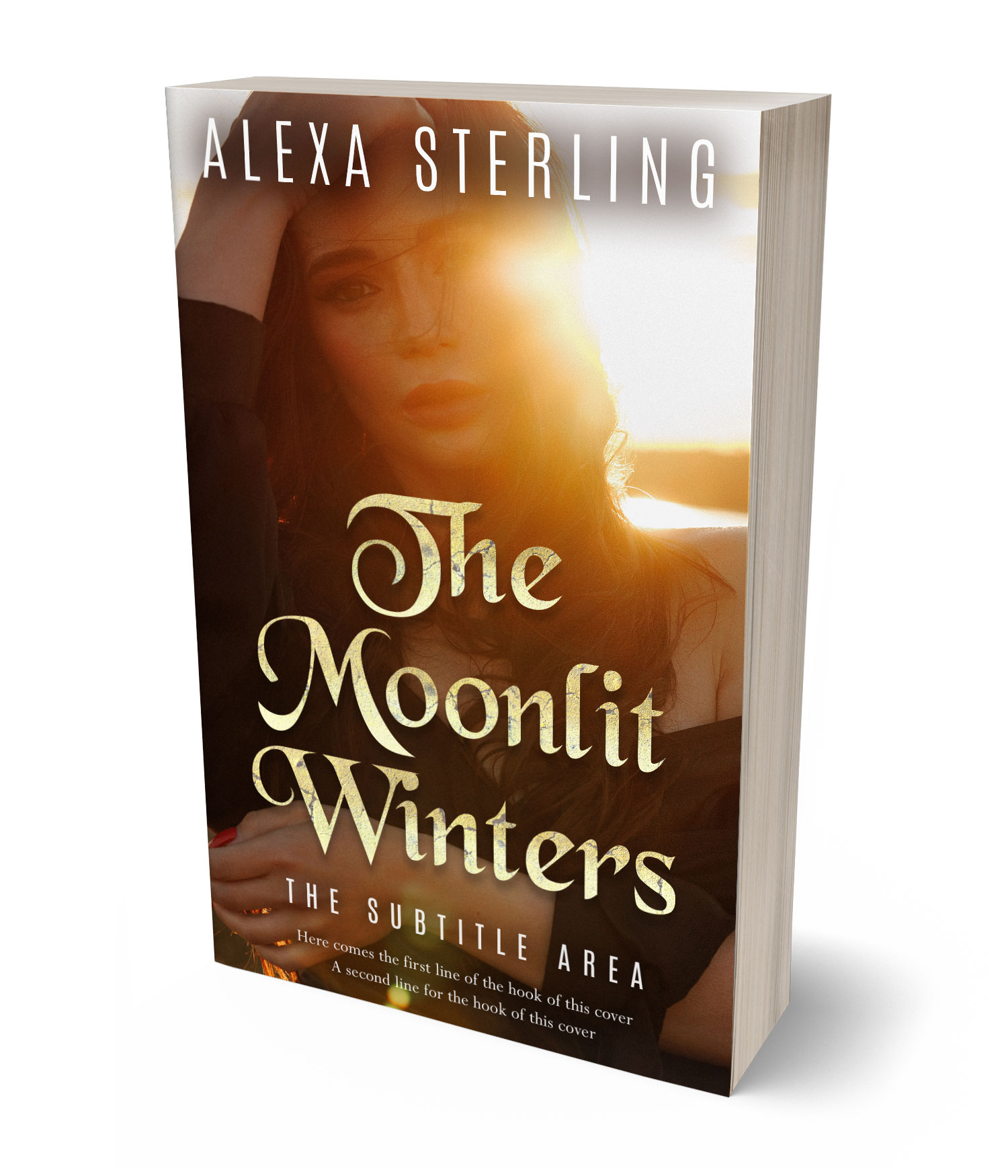 3D view of Premade Romance Book Cover - Deep Oak #37031 | BookCoverZone*
