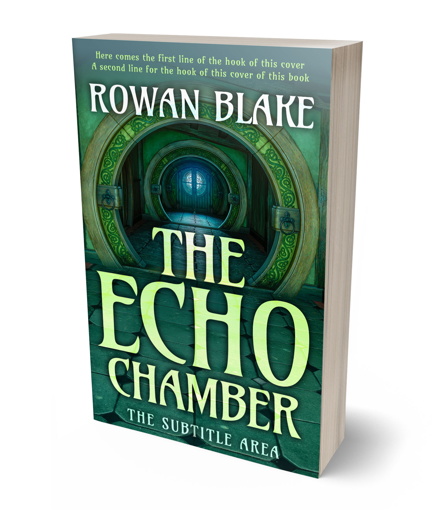 3D view of Premade Fantasy Book Cover - Te Papa Green #37174 | BookCoverZone