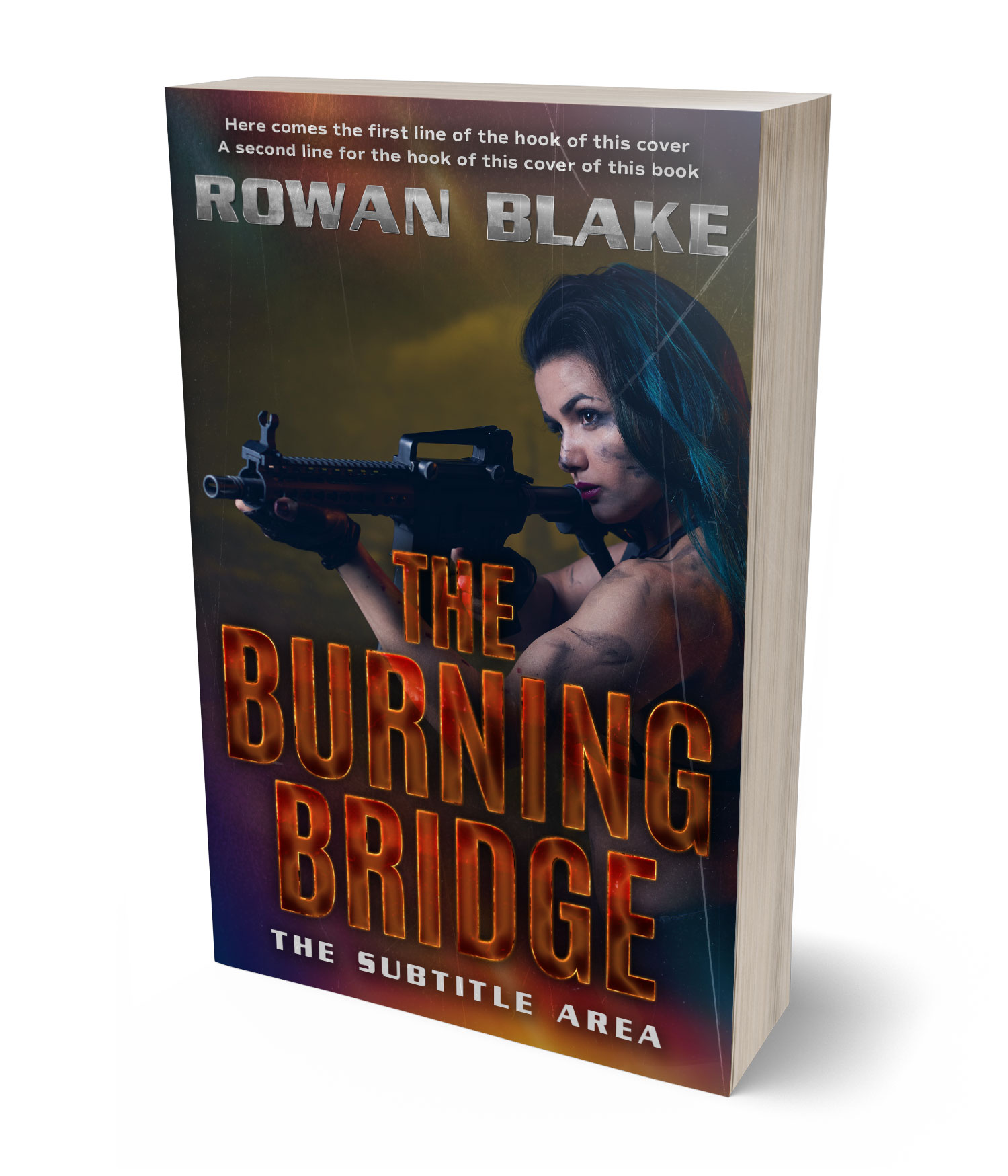 3D view of Premade Action & Adventure Book Cover - Thunder #37224 | BookCoverZone*