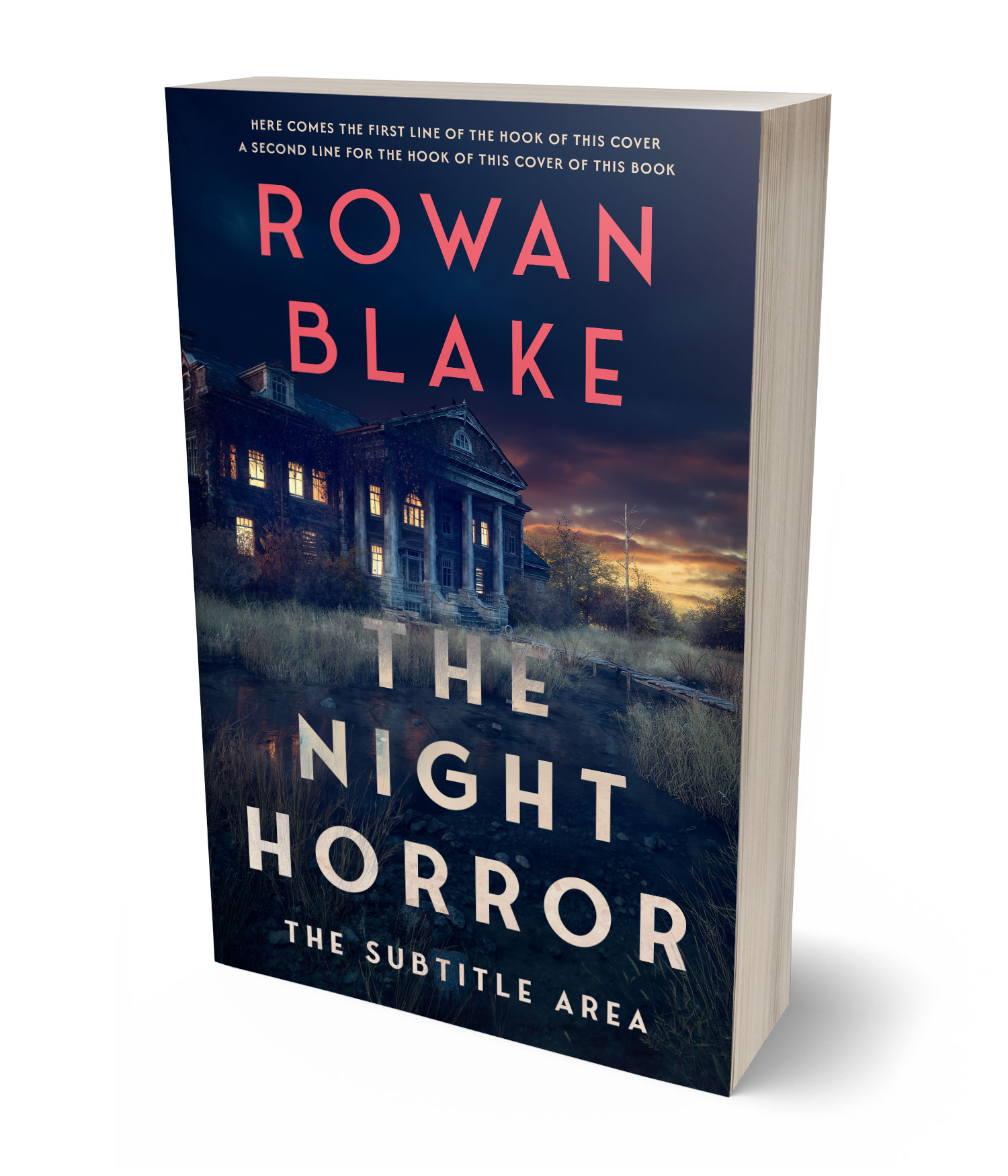 3D view of Premade Horror Book Cover - Big Stone #37277 | BookCoverZone