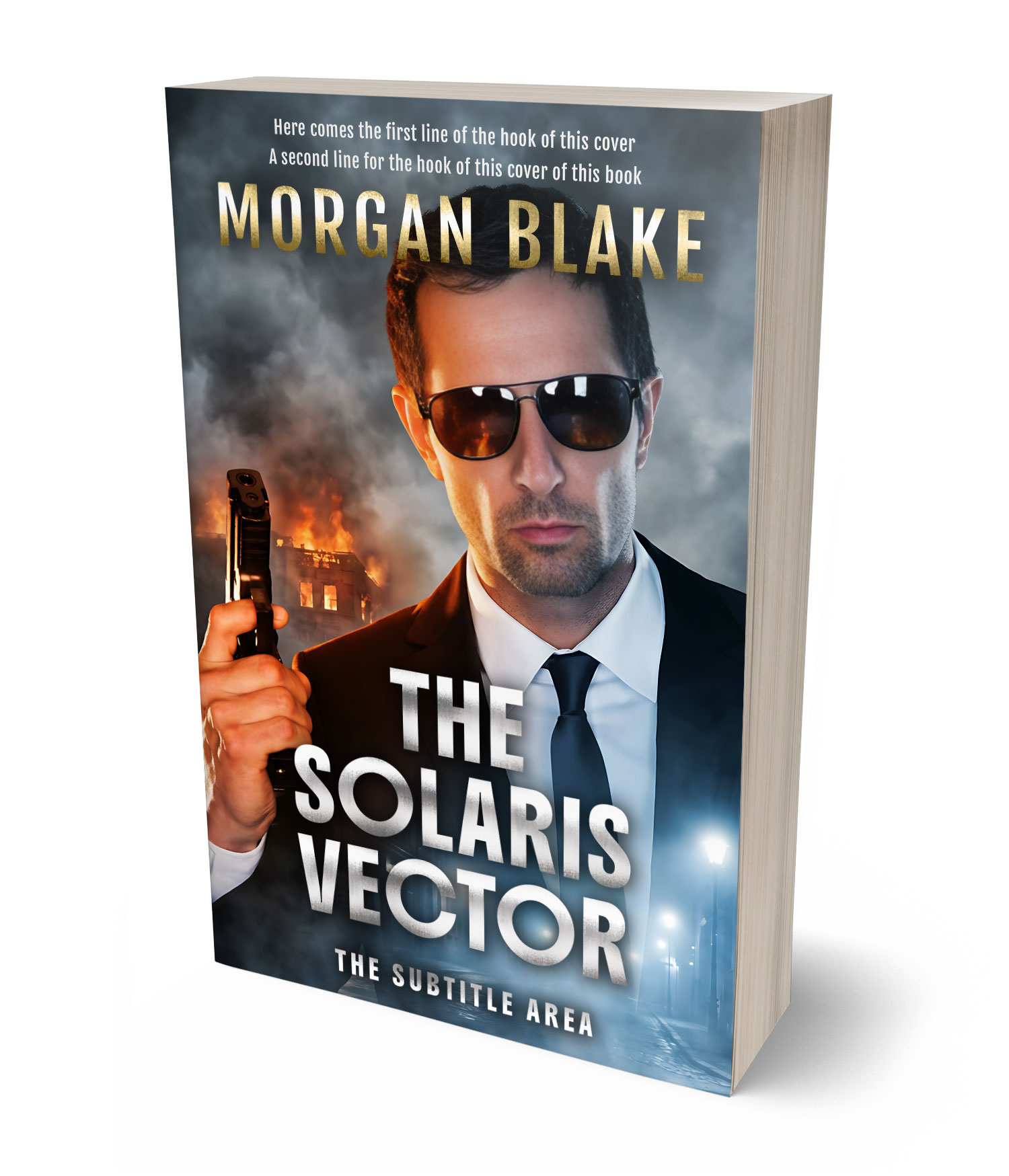 3D view of Premade Action & Adventure Book Cover - Tuna #37309 | BookCoverZone