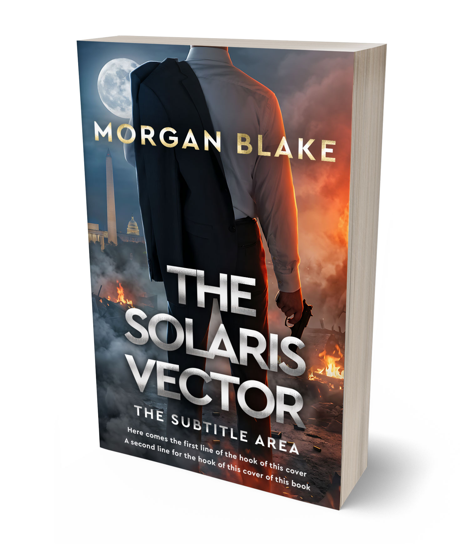 3D view of Premade Action & Adventure Book Cover - Tuna #37312 | BookCoverZone*