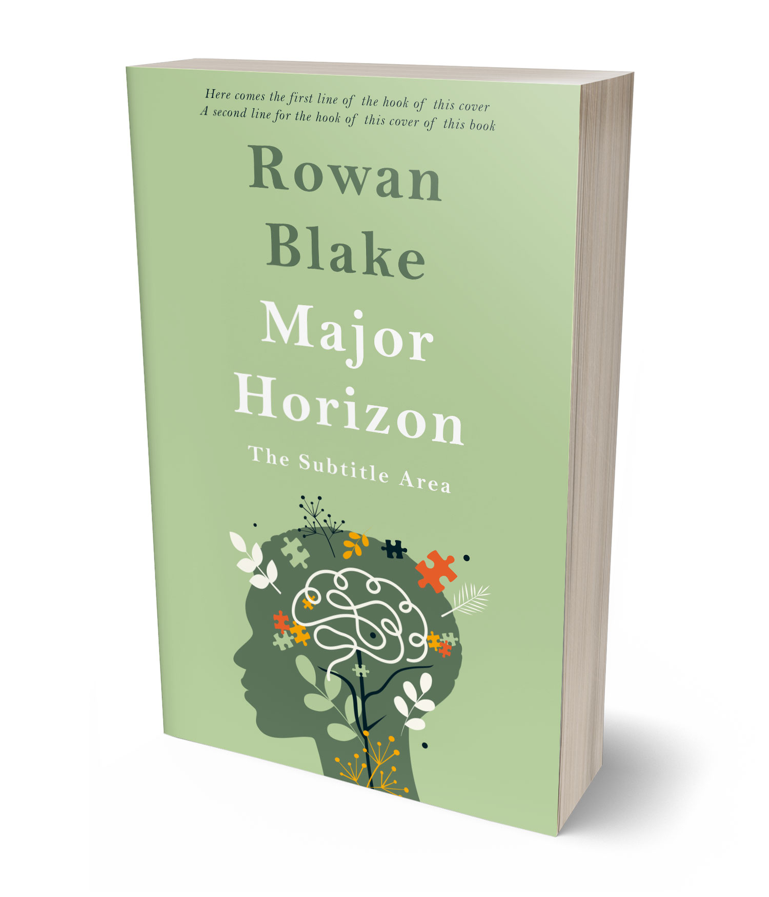 3D view of Premade Self-Improvement & Self-Help Book Cover - Swamp Green #37378 | BookCoverZone