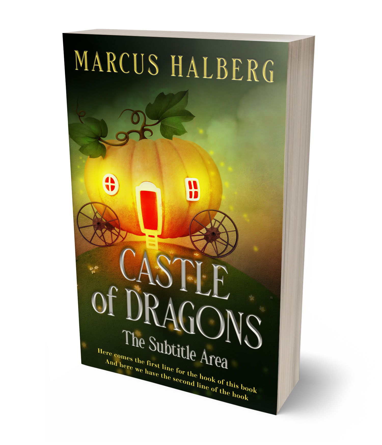 3D view of Premade Children's Book Cover - Old Gold #60005 | BookCoverZone*