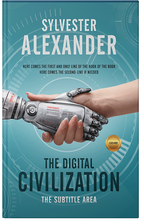 Front view of Premade Science Fiction Book Cover - Hippie Blue