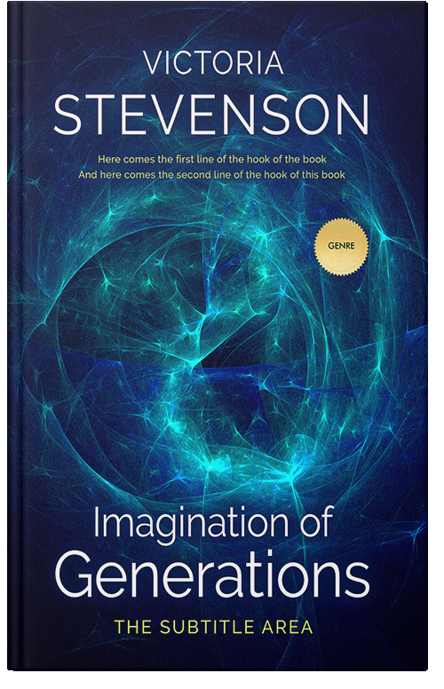 Front view of Premade Abstract Book Cover - Gulf Blue