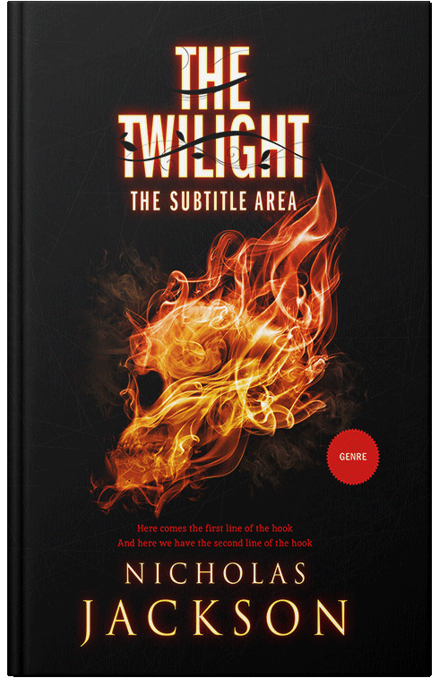 Front view of Premade Horror Book Cover - Red Damask