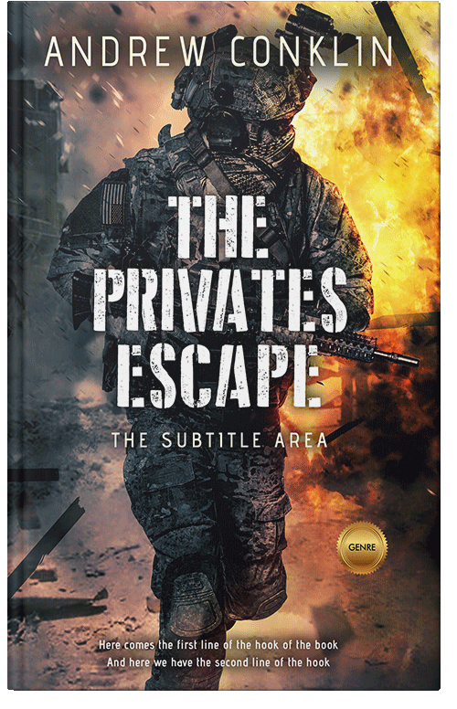 Front view of Premade Action & Adventure Book Cover - Whiskey