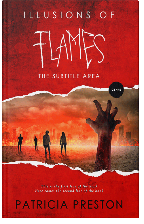 Front view of Premade Abstract Book Cover - Milano Red