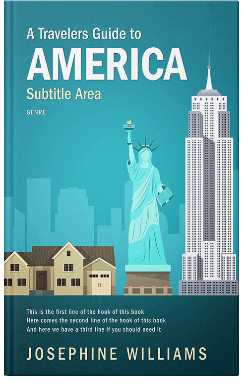 Front view of Premade Travel Book Cover - Eastern Blue