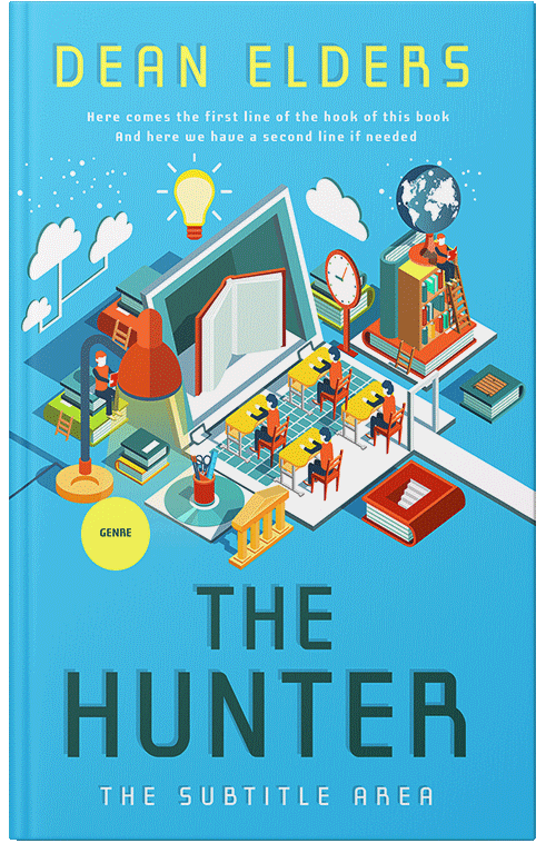 Front view of Premade Abstract Book Cover - Picton Blue