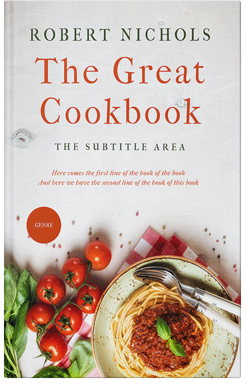 Front view of Premade Cookbooks & Food & Wine Book Cover - Cararra