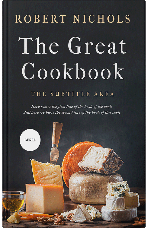 Front view of Premade Cookbooks & Food & Wine Book Cover - Tan